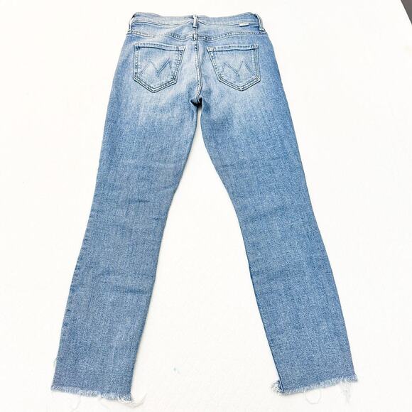 Mother The Stunner Zip Ankle Step Fray Camp Expert Light Wash Denim Jean Size 25 - Picture 3 of 10